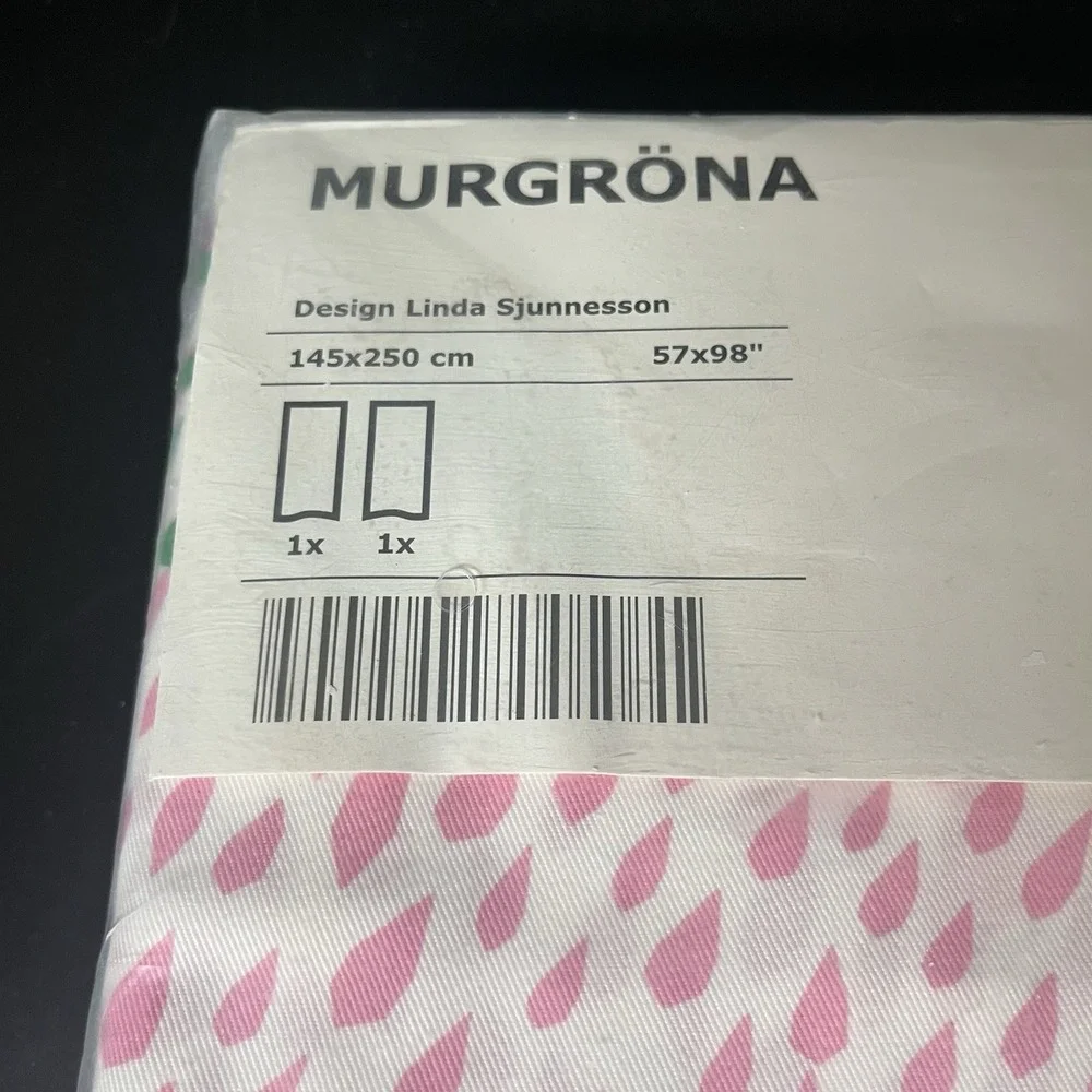 IKEA Murgrona Curtains 1 Pair 57x98 Pink Yellow Green Abstract Grommet